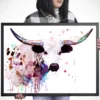 Texas longhorn watercolor painting, limited edition art print by Slaveika Aladjova, view 2