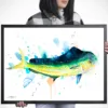 Mahi mahi dorado watercolor painting, limited edition art print by Slaveika Aladjova, view 4