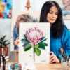 King protea watercolor painting, limited edition art print by Slaveika Aladjova, view 2