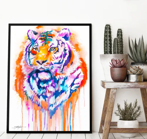Tiger watercolor painting print by Slaveika Aladjova Tiger watercolor painting, limited edition art print by Slaveika Aladjova