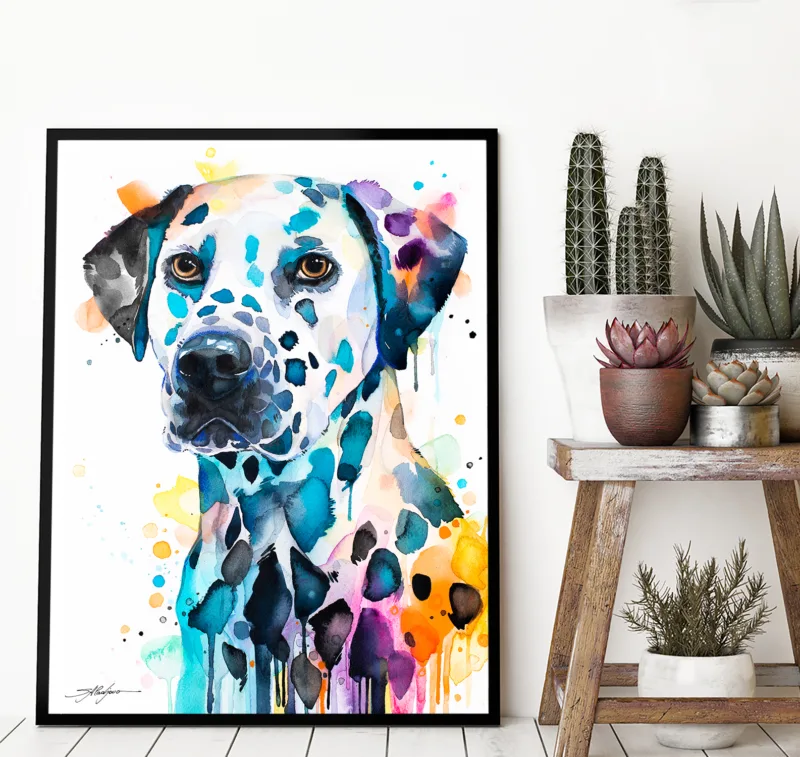 Dalmatian watercolor painting, limited edition art print by Slaveika Aladjova, view 3