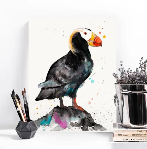 Slaveika-Aladjova-Art-14 Tufted puffin watercolor painting, limited edition art print by Slaveika Aladjova