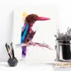White-throated kingfisher watercolor painting, limited edition art print by Slaveika Aladjova, view 3