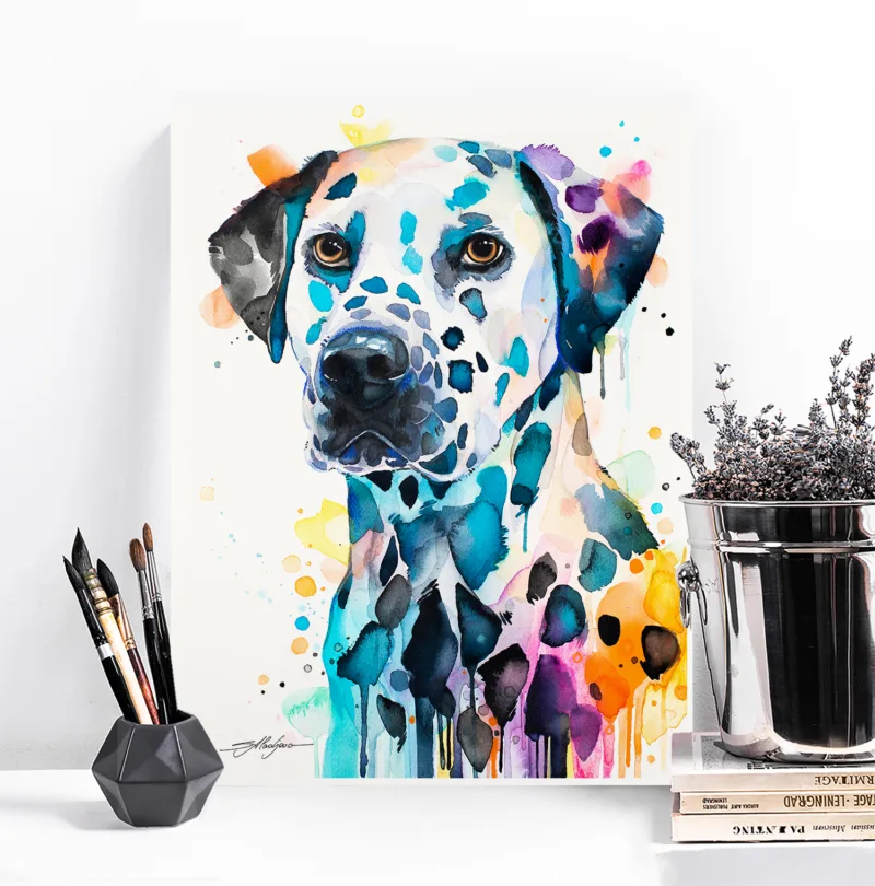 Dalmatian watercolor painting, limited edition art print by Slaveika Aladjova, view 4