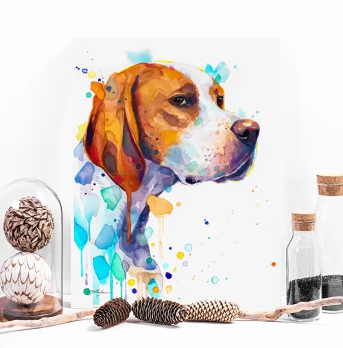English Pointer English Pointer watercolor painting, limited edition art print by Slaveika Aladjova