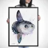 Ocean sunfish Mola mola watercolor painting, limited edition art print by Slaveika Aladjova, view 4