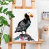 Tufted puffin watercolor painting, limited edition art print by Slaveika Aladjova, view 3