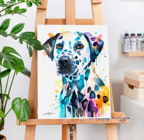 Dalmatian watercolor painting, limited edition art print by Slaveika Aladjova, view 2