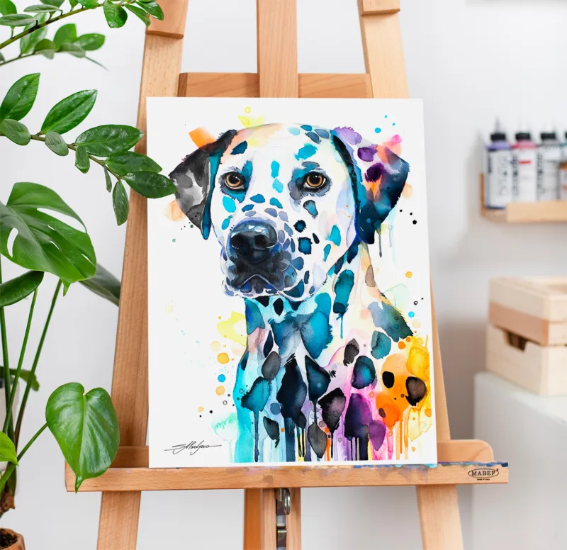 Dalmatian watercolor painting, limited edition art print by Slaveika Aladjova, view 2