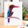 White-throated kingfisher watercolor painting, limited edition art print by Slaveika Aladjova