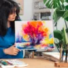 Colorful tree watercolor painting, limited edition art print by Slaveika Aladjova, view 3