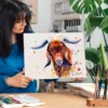 Red goat watercolor painting, limited edition art print by Slaveika Aladjova
