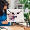 Texas longhorn watercolor painting, limited edition art print by Slaveika Aladjova, view 4