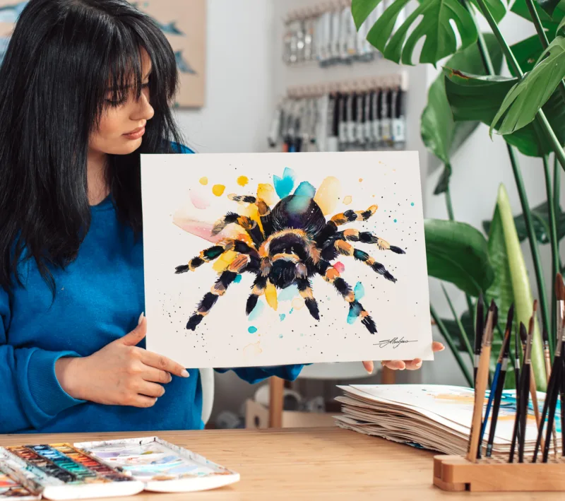 Tarantula watercolor painting, limited edition art print by Slaveika Aladjova, view 4
