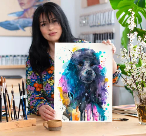 Poodle dog watercolor painting print by Slaveika Aladjova Poodle watercolor painting, limited edition art print by Slaveika Aladjova