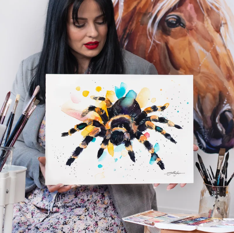 Tarantula watercolor painting, limited edition art print by Slaveika Aladjova