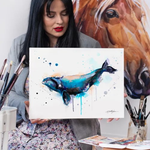 Right whale North Atlantic right whale watercolor painting, limited edition art print by Slaveika Aladjova