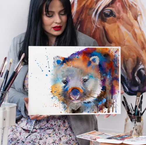 Slaveika-Aladjova-Art-8 Wombat watercolor painting, limited edition art print by Slaveika Aladjova