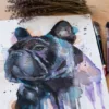 Black French Bulldog watercolor painting print by Slaveika Aladjova Black French Bulldog