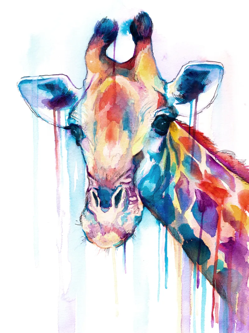 Giraffe-60x80-SA71 "Giraffe" Original Watercolor Painting