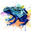 Blue poison dart frog,, watercolor
