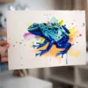 Blue poison dart frog,, watercolor