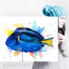 Blue tang watercolor painting, limited edition art print by Slaveika Aladjova