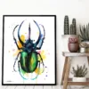 Atlas beetle watercolor painting, limited edition art print by Slaveika Aladjova, view 3
