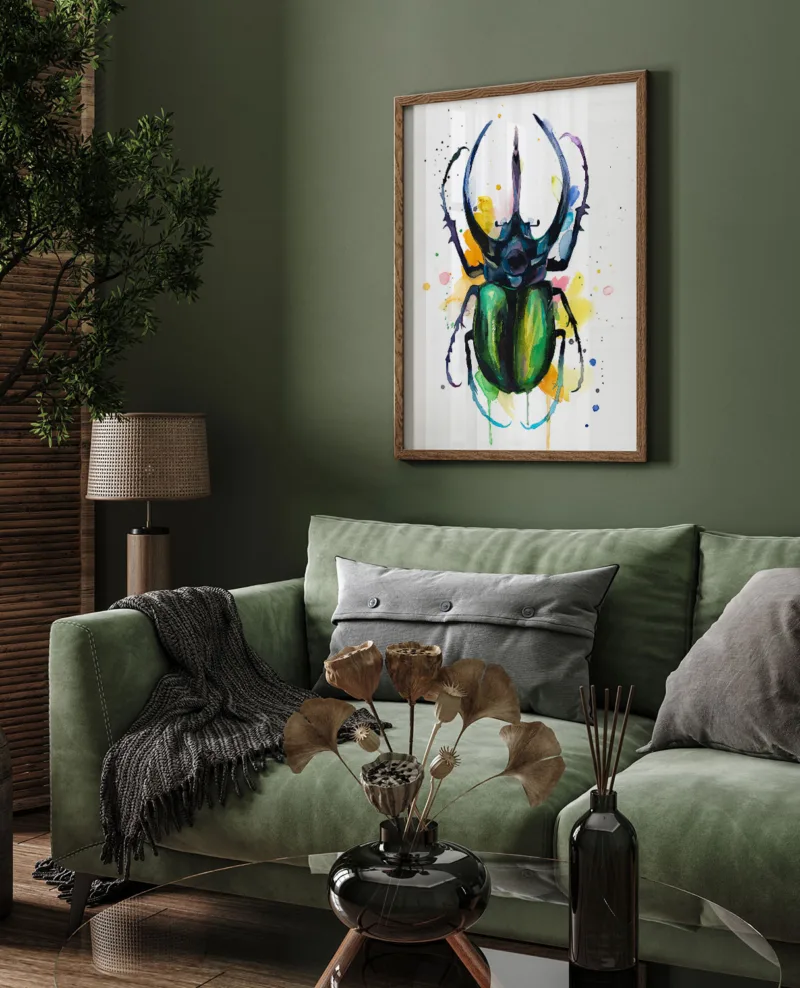 Atlas beetle watercolor painting, limited edition art print by Slaveika Aladjova, view 5
