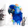 Hyacinth macaw watercolor painting, limited edition art print by Slaveika Aladjova, view 2