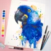 Hyacinth macaw watercolor painting, limited edition art print by Slaveika Aladjova