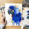 Hyacinth macaw watercolor painting, limited edition art print by Slaveika Aladjova, view 5
