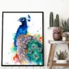 Peacock watercolor painting, limited edition art print by Slaveika Aladjova, view 3