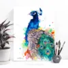 Peacock watercolor painting, limited edition art print by Slaveika Aladjova, view 4