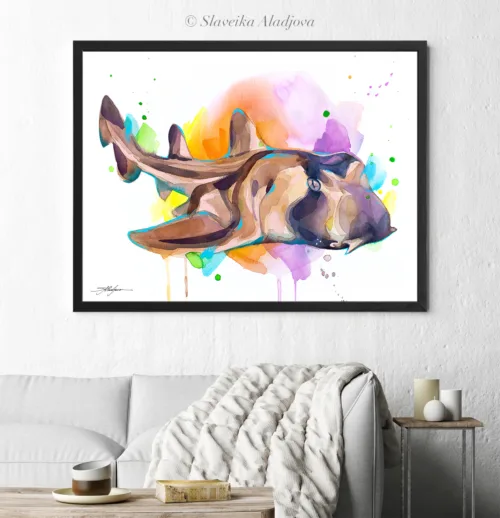Port Jackson shark watercolor painting, limited edition art print by Slaveika Aladjova, view 2