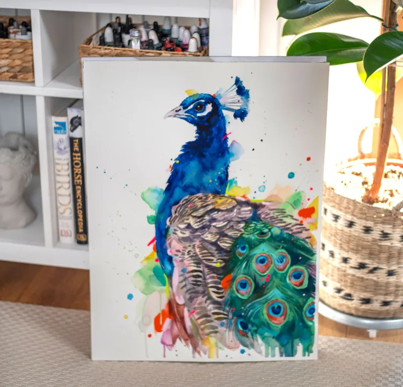 Peacock watercolor painting, limited edition art print by Slaveika Aladjova, view 5