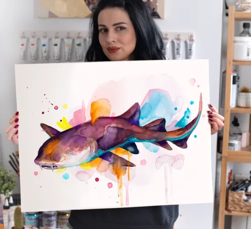 Nurse shark Nurse shark watercolor painting, limited edition art print by Slaveika Aladjova