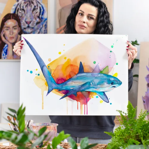 Thresher shark Thresher shark watercolor painting, limited edition art print by Slaveika Aladjova