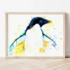 Adelie Penguin with Open Wings watercolor painting the artwork on the T-shirt by Slaveika Aladjova