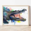 Alligator watercolor painting the artwork on the T-shirt by Slaveika Aladjova