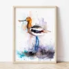American Avocet watercolor painting the artwork on the T-shirt by Slaveika Aladjova