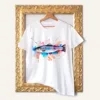 Atlantic Salmon watercolor painting printed on a white cotton T-shirt by Slaveika Aladjova