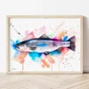 Atlantic Salmon watercolor painting the artwork on the T-shirt by Slaveika Aladjova