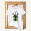 Atlas Beetle watercolor painting printed on a white cotton T-shirt by Slaveika Aladjova