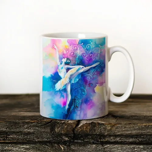 Ballerina Art Mug, Watercolor Ceramic Mug 11 oz Ballerina watercolor painting printed on an 11 oz ceramic art mug by Slaveika Aladjova