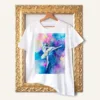 Ballerina watercolor painting printed on a white cotton T-shirt by Slaveika Aladjova