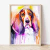 Basset Hound watercolor painting the artwork on the T-shirt by Slaveika Aladjova
