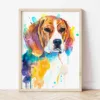 Beagle watercolor painting the artwork on the T-shirt by Slaveika Aladjova