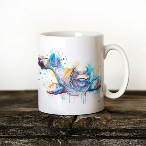 Beluga Whale Art Mug, Watercolor Ceramic Mug 11 oz Beluga Whale watercolor painting printed on an 11 oz ceramic art mug by Slaveika Aladjova