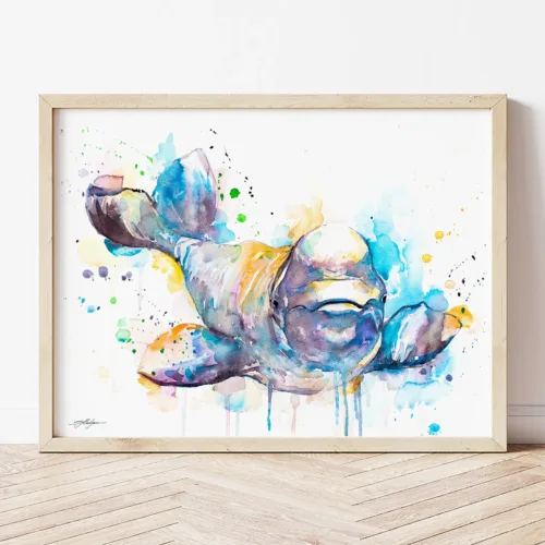Beluga Whale watercolor painting the artwork on the T-shirt by Slaveika Aladjova